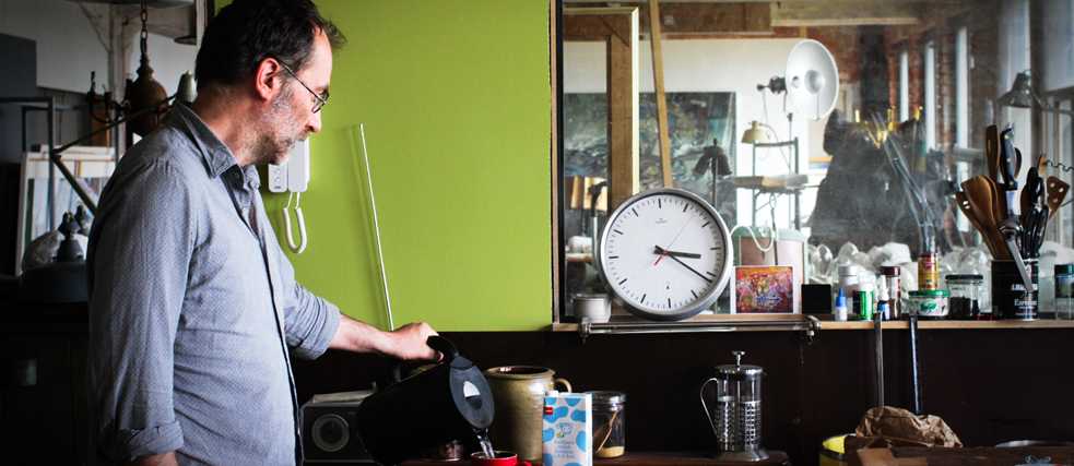 Atelierhaus caretaker and resident Jurek Rotha in his kitchen