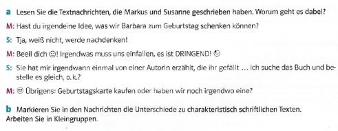 Beispiel für die Thematisierung konzeptioneller Mündlichkeit 