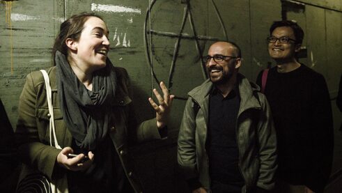 Maria Milisavljević, Santiago Sanguinetti and Pat To Yan at the writing workshop.