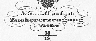 Etikett der ersten Würfelzuckerverpackung