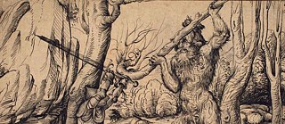 Ein Ritter im Kampf mit dem „Wilden Mann“