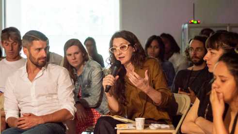 Filmmaker Lucrecia Martel in the audience during the event by Hannah Hurtzig and Karin Harrasser