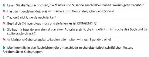 Beispiel für die Thematisierung konzeptioneller Mündlichkeit