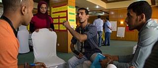 The women from previous workshops took on the roles of trainers and coordinators in training men.