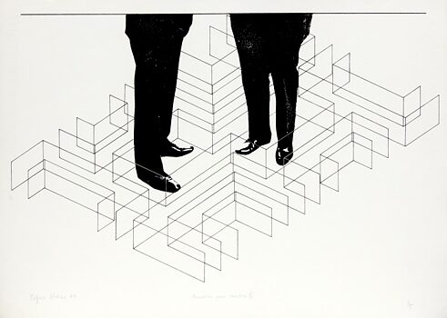 Armadilha para executivo I, 1974. Serigrafia sobre papel; 52 X 70 cm.