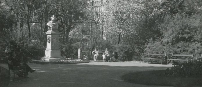 Goethův pomník v Karlových Varech, 1932