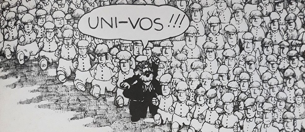 Ausschnitt von "O Manifesto comunista" von Marx und Engels, Comicbuch von Ro Marcenaro (Lissabon, Editorial Teorema, 1977)