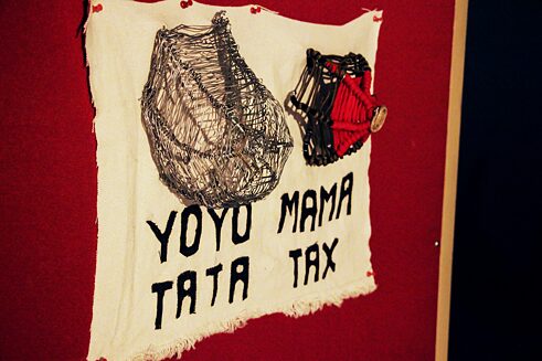 Bhaya Bhakti by Pranav Sreerag | Pranav Sreerag is a textile designer and installation artist. He createted a large textile-based installation with three focal points: the story of Nangeeli, who rebelled against the 19th century Kerala ‘breast tax’, the folk performance of Poothapaatu, especially the modern interpretation by the poet Edassery, and finally the ritual possession of Velichappadu.