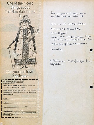A drawing of “Auntie Times.” (“What kind of person does Gesine picture when she thinks of The New York Times as an aunt”?, p. 31)