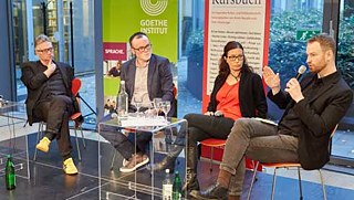 Das erste Panel setzt sich mit linkem und rechtem Populismus auseinander. V.l.n.r.: Thomas Wagner, Vladimir Balzer, Joanna Wawrzyniak und Greg Yudin