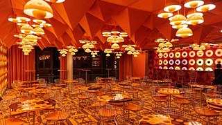 The orange-coloured Spiegel canteen was a gift to the museum 
