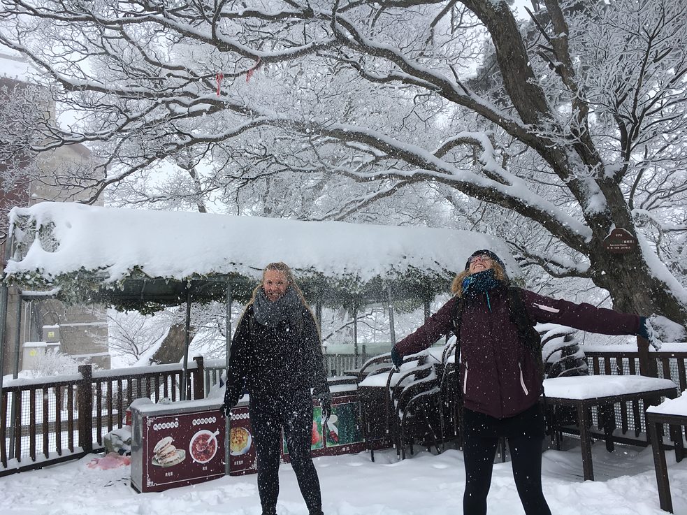 Schnee auf dem Hua Shan