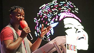 Kenyan singer Eric Wainaina during his opening speech 