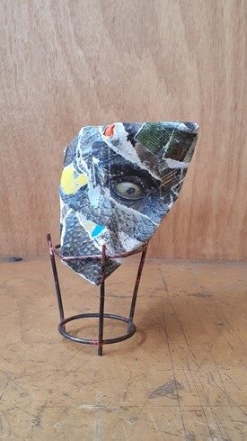 Berlin Rocks 2018, 1 of 3. Paper mache, copper stand