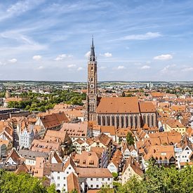 Panorama miasta Landshut w Bawarii
