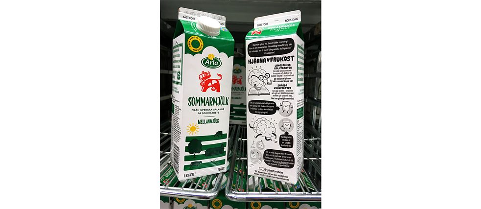 Schwedische Milchverpackungen praktisch und unterhaltsam
