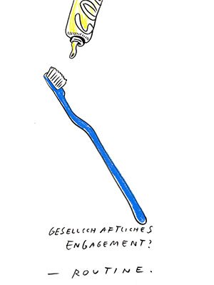 <b>Gesellschaftliches Engagement muss zur Routine werden. </b>Bin ich einverstanden, dass selbstfahrende Autos in meiner Stadt fahren? Soll künstliche Intelligenz staatliche Entscheidungen treffen dürfen? Möchte ich Unternehmen die Macht über meine Daten überlassen? Diese Fragen sollten wir nicht scheuen: Gesellschaftliches Engagement muss zur Routine werden. 