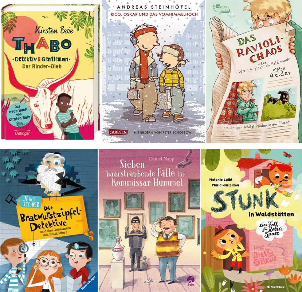 Die thematische Palette der Kinder- und Jugendkrimis ist breit und reicht von verrückten Gangsterjagden bis hin zu geklauten Haarspraydosen.