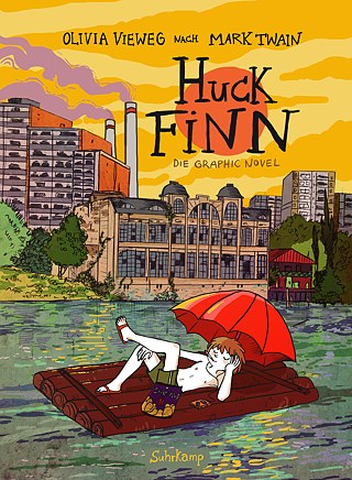 Eine Adaption des Mark Twain Klassikers: Olivia Viewegs Huck Finn will sich auf einem Floß von der Saale auf die Elbe bis nach Hamburg treiben lassen.