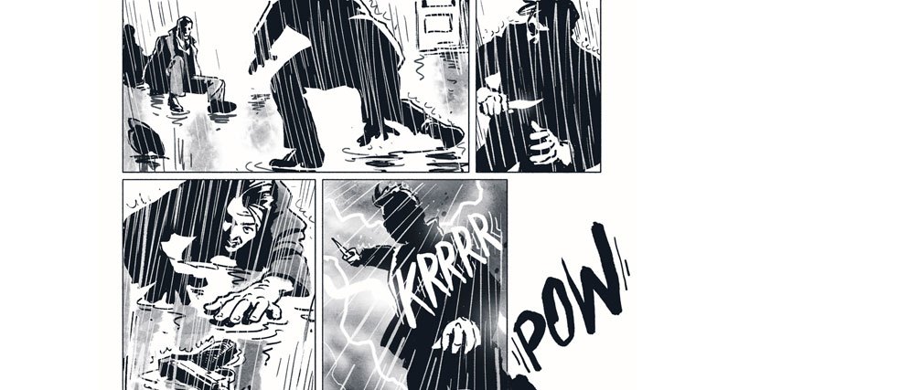 Auch eigene Vorlieben flossen in die Adaption ein. Hier eine stilistische Annäherung an Frank Millers Comic-Hommage an die Noir-Krimis „Sin City“. •	Previous