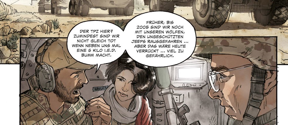 Journalist Anni in a tank
