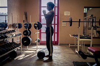 Babu is exercising in Kalabhumi