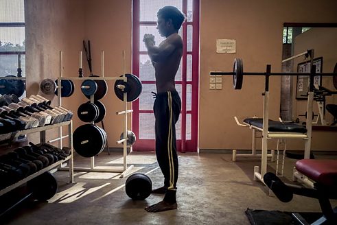 Babu is exercising in Kalabhumi