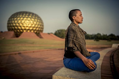 Kanika meditates at the Matrimandir