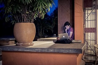 A guest at the coffee shop "La Terrace"