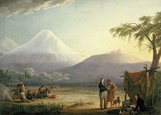 Humboldt mit dem befreundeten Forscher Aimé Bonpland vor dem Chimborazo