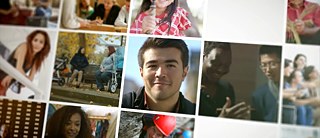 Collage aus Standbildern der Videoserie Unser Leben in Deutschland