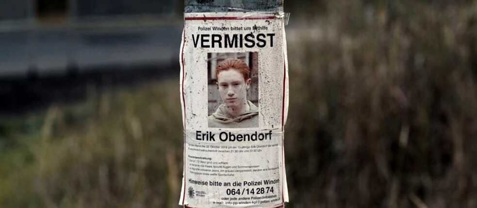 Missing Eric Obendorf poster on a pole