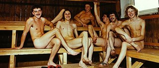 Blokes in a sauna, Freiburg 1980. 