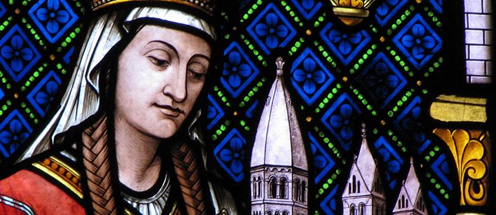 Elsass, Bas-Rhin, Sélestat, Kirche Sainte-Foy, Chorfenster „Heilige Hildegard“