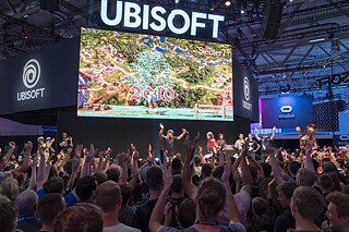 Messestand von Ubisoft auf der Spielemesse Gamescom in Köln. 