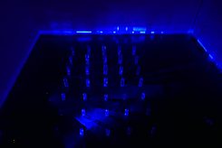 Laser-Installation with Waterbottles for MY NAME IS I LOVE YOU 