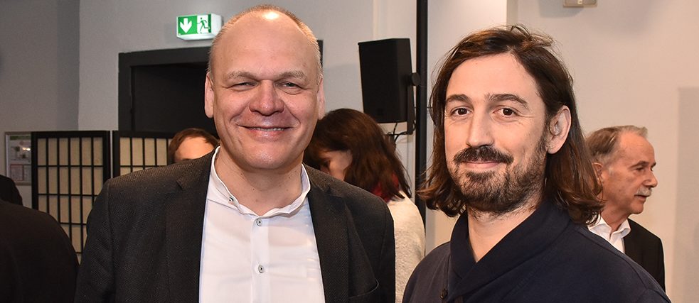 Johannes Ebert, Generalsekretär des Goethe-Instituts, mit dem portugiesischen Regisseur Dídio Pestana auf der Berlinale 2019