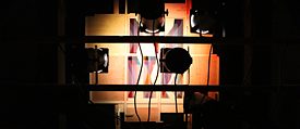 Reflektorische Farblichtspiele von Kurt Schwerdtfeger (1922), Detailfoto des rekonstruierten Apparats von 2016 l Foto: Kurt Schwerdtfeger Estate and Microscope Gallery