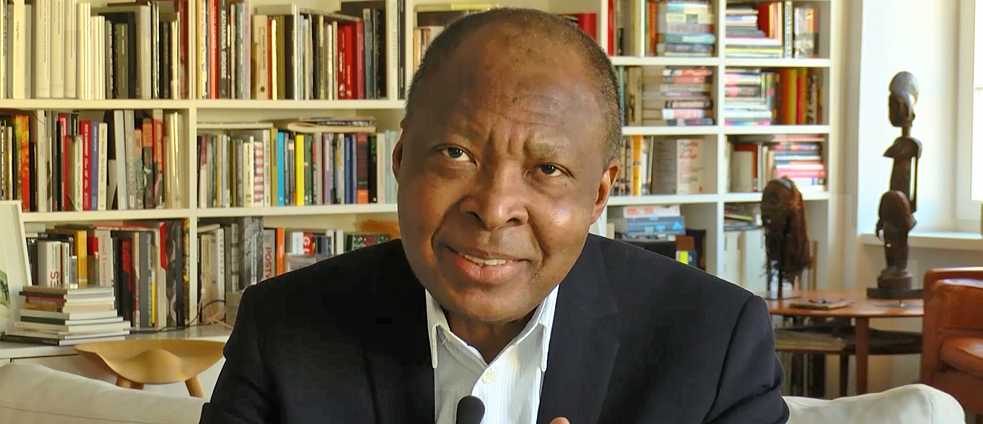 Okwui Enwezor during his video statement for the symposium "Vertagtes Erbe" on 22.11.2018 in his apartment in Munich.