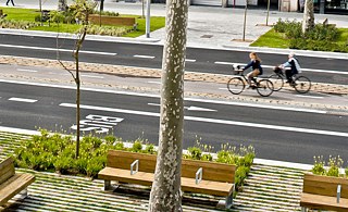 The Passeig de St Joan in Barcelona, Spain, was rebuilt mainly for pedestrians and cyclists, with plenty of seating, green areas and playgrounds.