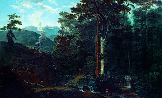 „Vista de um mato virgem que se está reduzindo a carvão“ (Blick auf einen Urwald, der zu Holzkohle wird), Félix-Émile Taunay, 1843. Bestand des Museu Nacional de Belas Artes/Ibram.