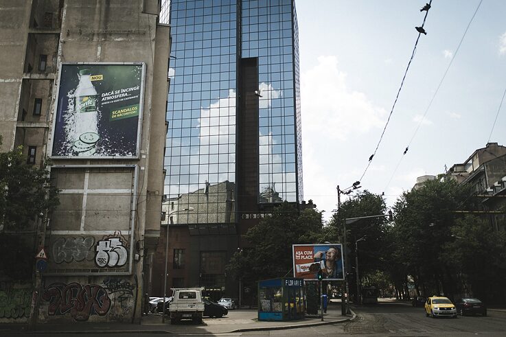 Giant billboards are part of the capital’s urban landscape.