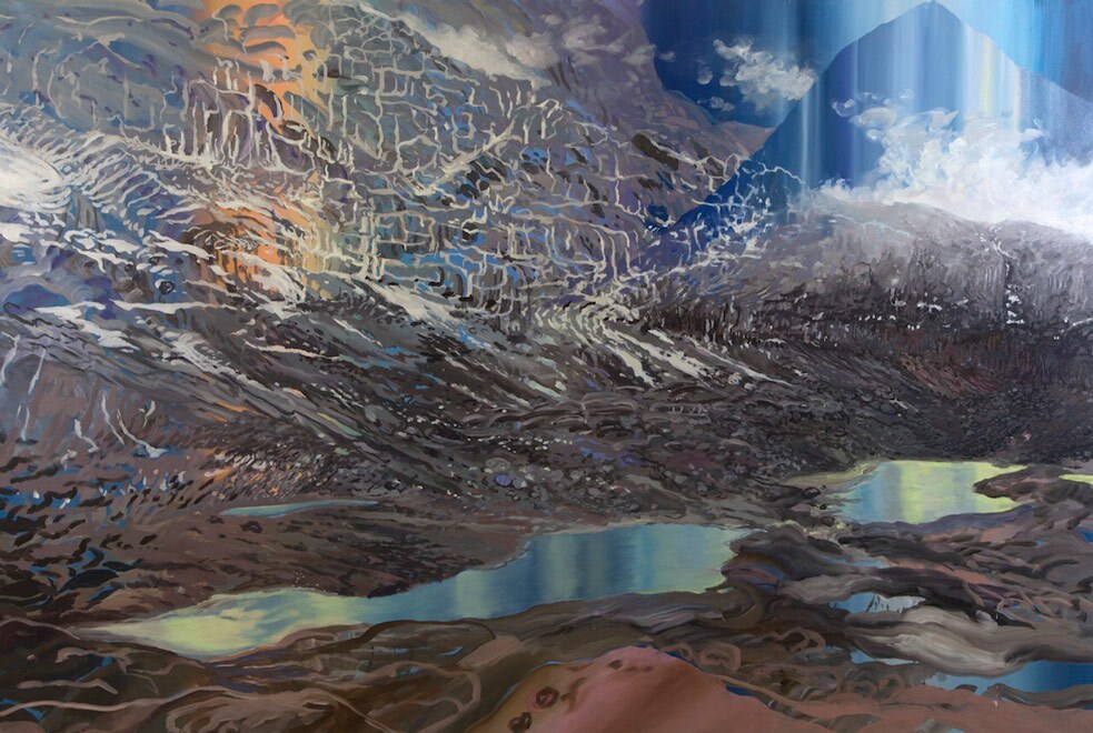 Natalia Castañeda, Colômbia. “Vertientes”, pintura, 2019. Cortesia da artista e da galeria nueveochenta, Bogotá.