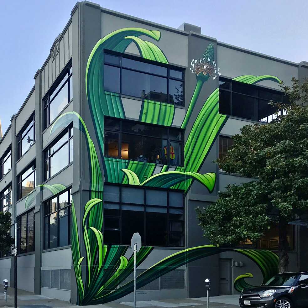 « Plantago Lanceolata »  (Plantain) de Mona Caron,  Sansome Str. & Green Str, district des finances à San Francisco