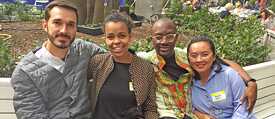 Participants in the cultural hackathon Coding da Vinci Süd (from left to right): Leno Veras, Molemo Moiloa, Kofi Sika Latzoo, Ignatia Nilu