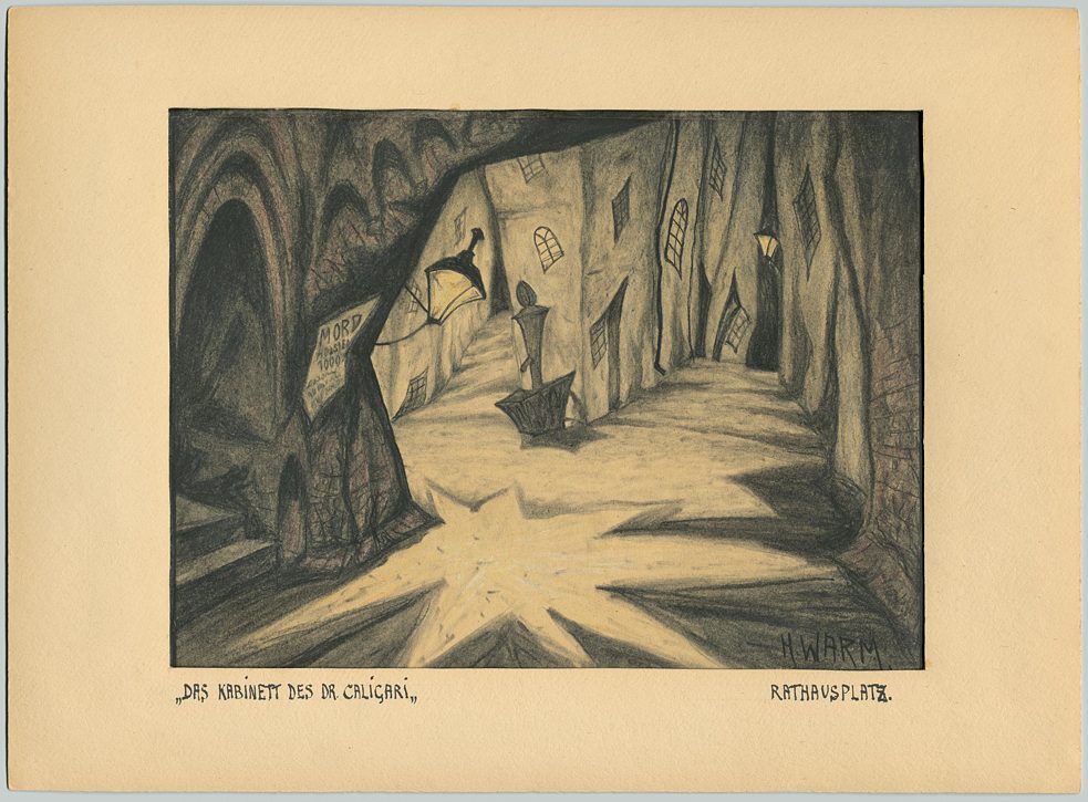 Szkic scenografii do filmu „Gabinet doktora Caligari” - plac z ratuszem 