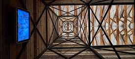 Interior view of the der oilrig installation by Marco Montiel Soto in the Kapellhaus next to the German church in Baku