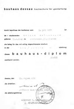 Selmanagićs Bauhaus-Diplom Nr. 100, 1932.