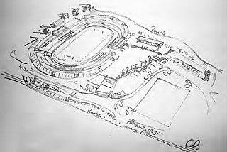 Stadion der Weltjugend, Berlin, 1950. Zeichnung von S. Selmanagić, 