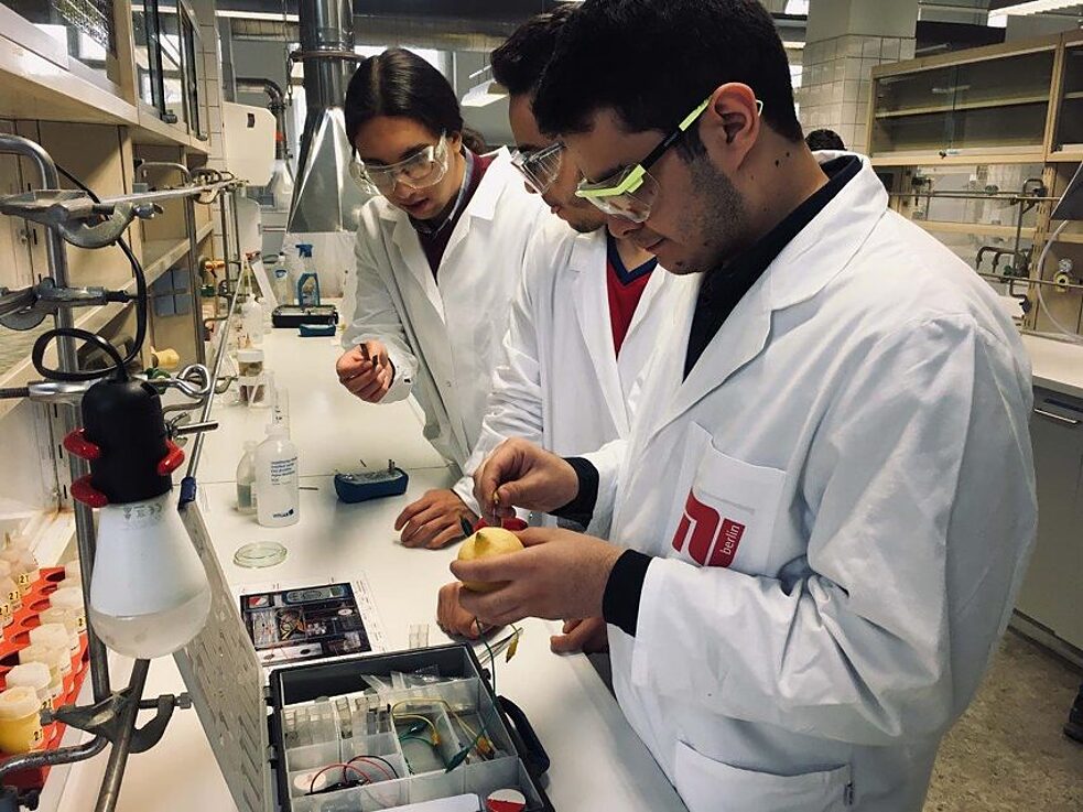 „Im Chemielabor "clever@tu-berlin" konnten wir selbstständig experimentieren! Was wir am Studienkolleg Ägypten gelernt haben konnten wir hier einbringen“.